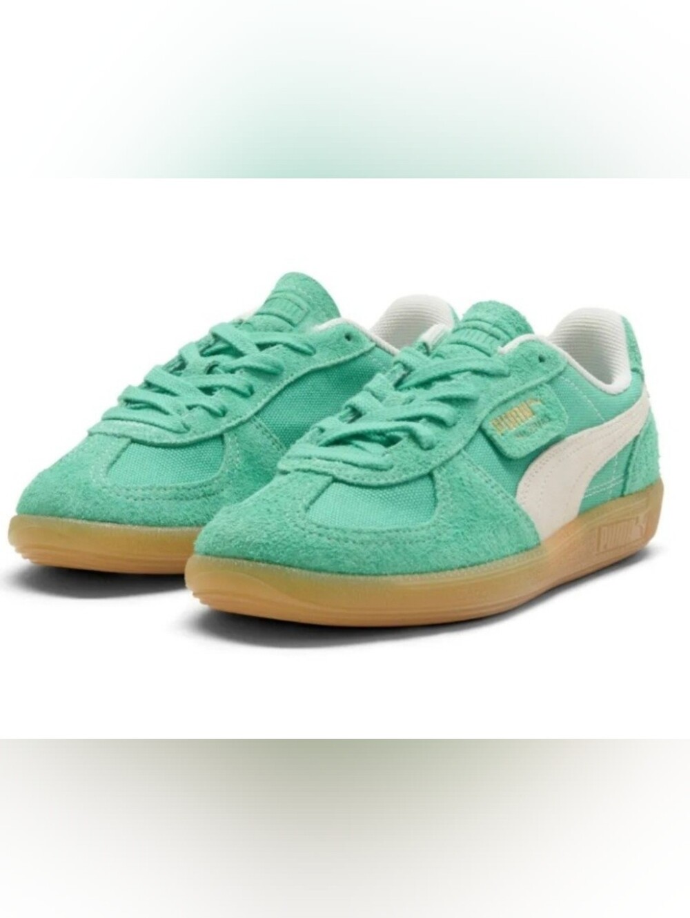 Puma Palermo Vintage Jade Frost Green Suede Sneakers with White Formstrip